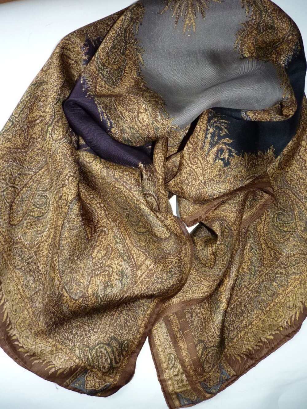 Perry Ellis vintage  paisley silk scarf 38x38"
